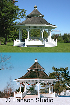 New London, NH - Gazebo - Summer and Winter